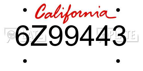 6Z99443 California License Plate