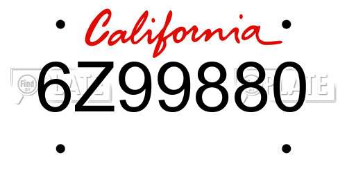 6Z99880 California License Plate