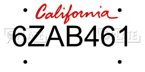 6ZAB461 California License Plate