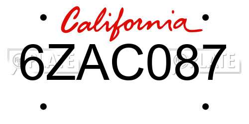 6ZAC087 California License Plate