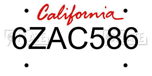 6ZAC586 California License Plate