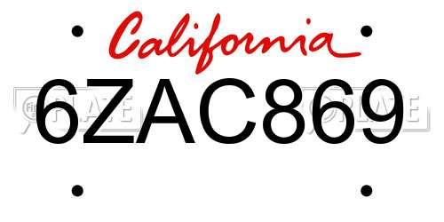 6ZAC869 California License Plate