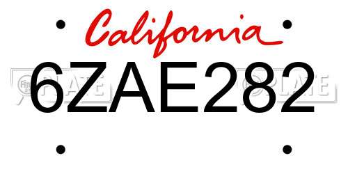 6ZAE282 California License Plate