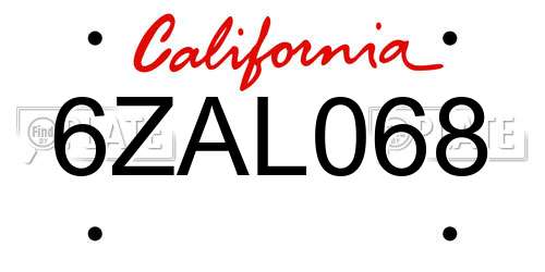 6ZAL068 California License Plate