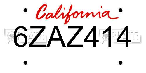 6ZAZ414 California License Plate
