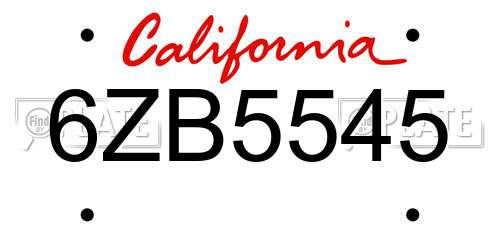 6ZB5545 California License Plate