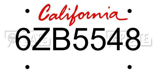 6ZB5548 California License Plate