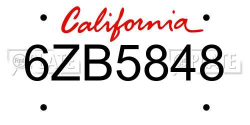 6ZB5848 California License Plate