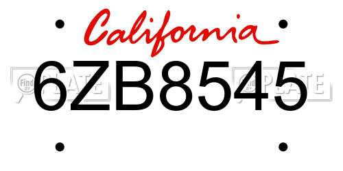 6ZB8545 California License Plate