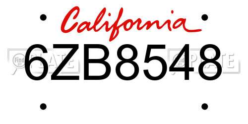 6ZB8548 California License Plate
