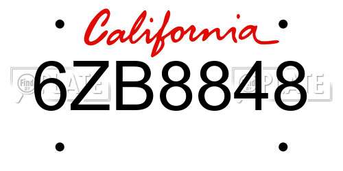 6ZB8848 California License Plate