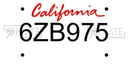 6ZB975 California License Plate