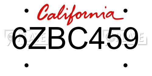 6ZBC459 California License Plate