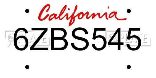 6ZBS545 California License Plate