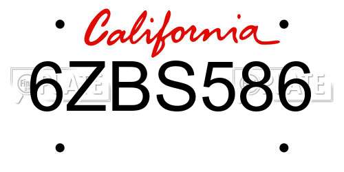 6ZBS586 California License Plate