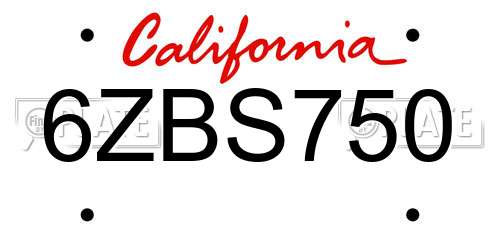 6ZBS750 California License Plate