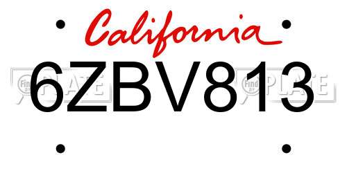 6ZBV813 California License Plate