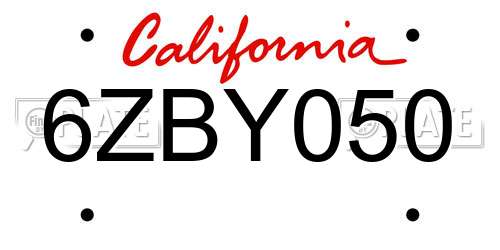 6ZBY050 California License Plate