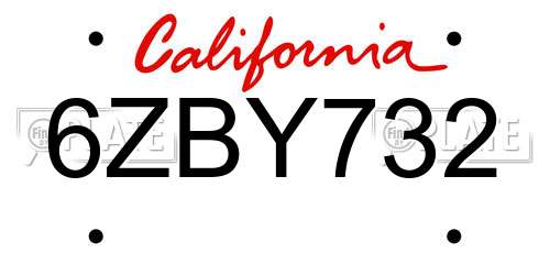 6ZBY732 California License Plate