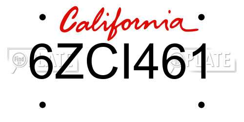 6ZCI461 California License Plate