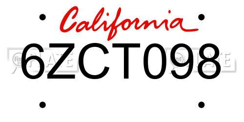 6ZCT098 California License Plate