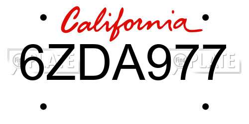 6ZDA977 California License Plate