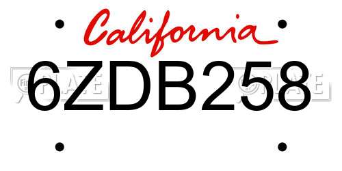 6ZDB258 California License Plate