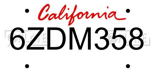 6ZDM358 California License Plate