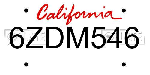 6ZDM546 California License Plate