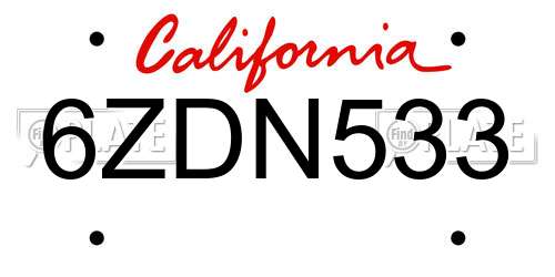 6ZDN533 California License Plate
