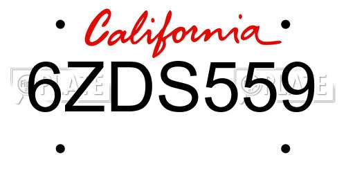 6ZDS559 California License Plate