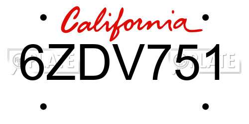 6ZDV751 California License Plate