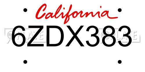 6ZDX383 California License Plate
