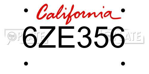 6ZE356 California License Plate