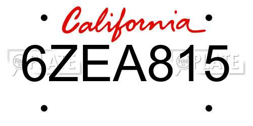 6ZEA815 California License Plate