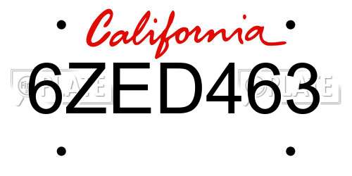 6ZED463 California License Plate