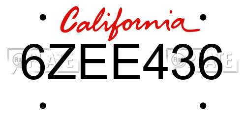 6ZEE436 California License Plate
