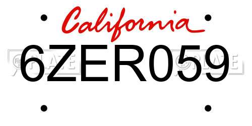 6ZER059 California License Plate