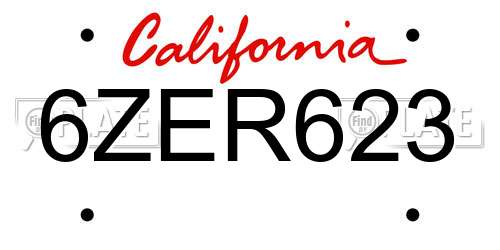 6ZER623 California License Plate