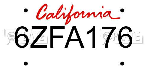 6ZFA176 California License Plate