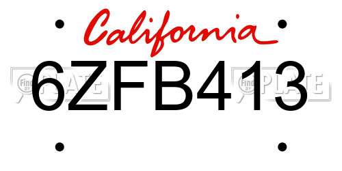 6ZFB413 California License Plate