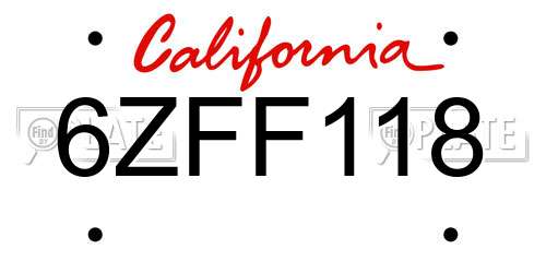 6ZFF118 California License Plate