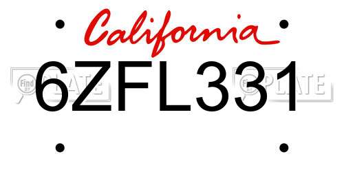 6ZFL331 California License Plate