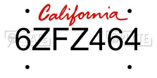 6ZFZ464 California License Plate