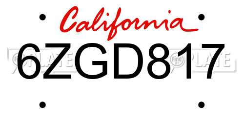 6ZGD817 California License Plate