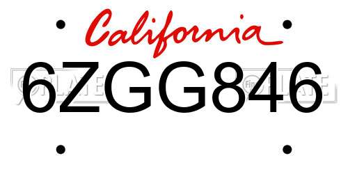 6ZGG846 California License Plate