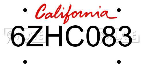 6ZHC083 California License Plate