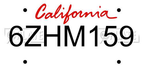 6ZHM159 California License Plate