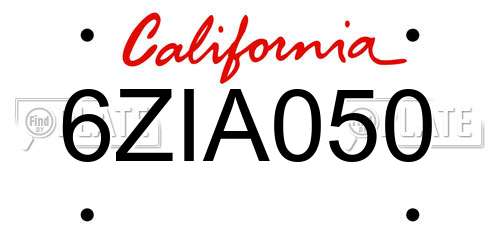 6ZIA050 California License Plate