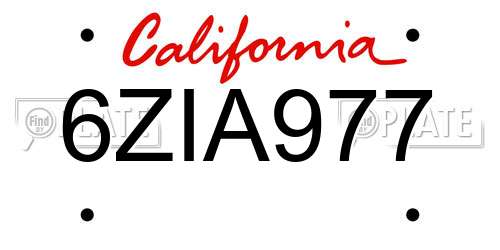 6ZIA977 California License Plate